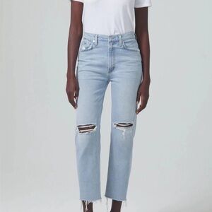 Citizens of Humanity Daphne High Rise Stovepipe Crop size 28 Blue Rip CoH